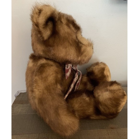 Vintage Wishpets Teddy Bear Plush 2000 Stuffed Animal Plaid Bow 18" Soft - Picture 5 of 11